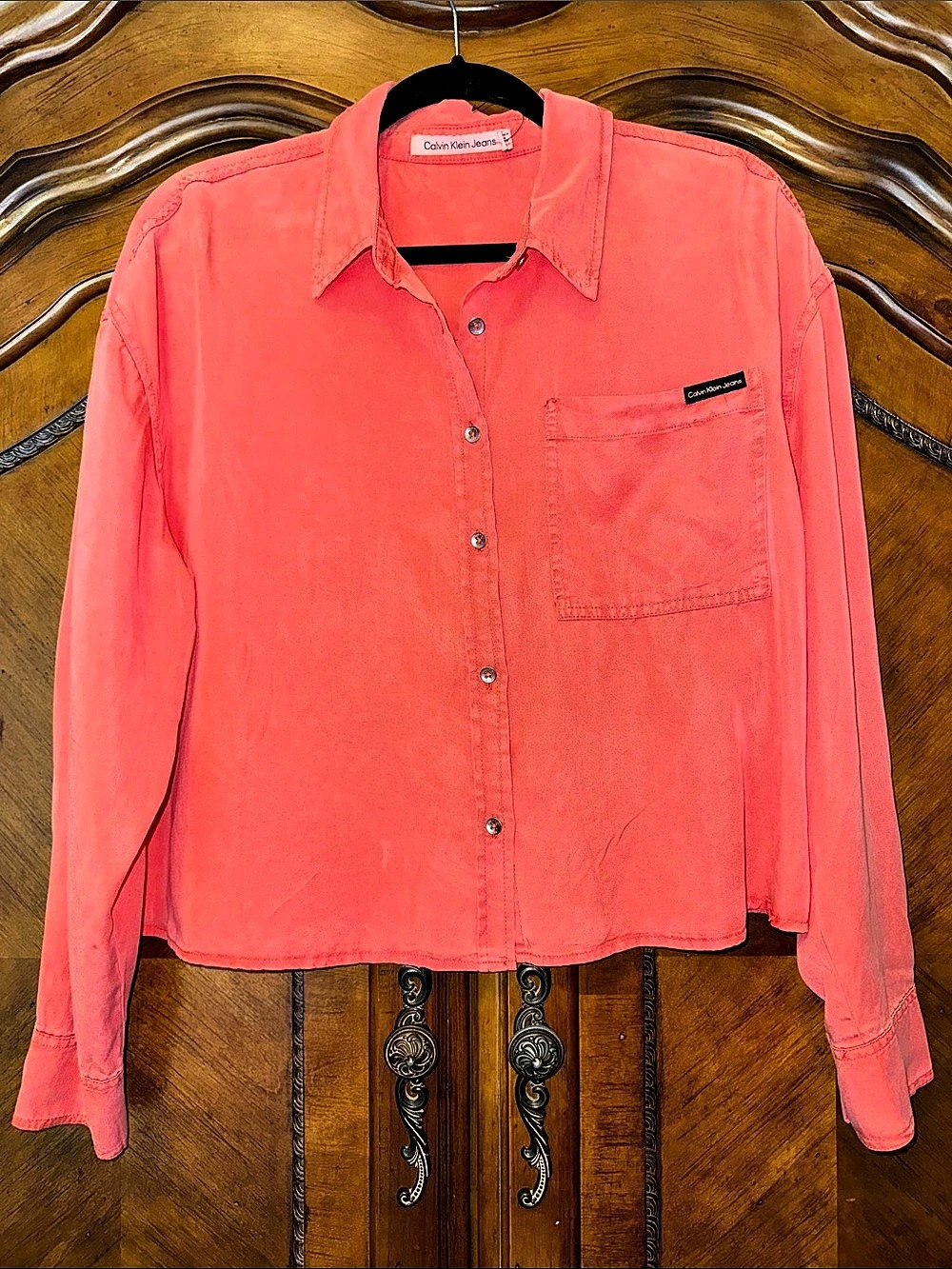 Calvin Klein Jeans Long Sleeve Button Down in Pink Like New